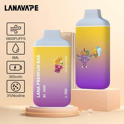 LANA-PREMIUM-BAR-5800-PUFFS-HONEY-GRAPE-SG-Vape-Hub